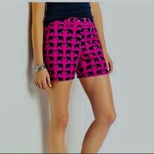 🔥HPx2🔥Crown & Ivy sz 6P Elephant Print Bermuda Shorts hot pink and black